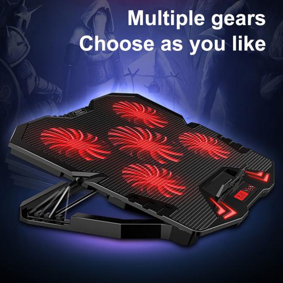 Охлаждающая подставка для ноутбука Модная пятивентиляторная металлическая охлаждающая подставка для ноутбука Хорошее рассеивание тепла Охлаждающая подставка для ноутбука Охлаждающая подставка для компьютера синий